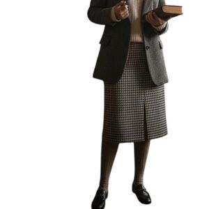 Fundamental Things Vintage Houndstooth Wool Blend Maxi Skirt 12
